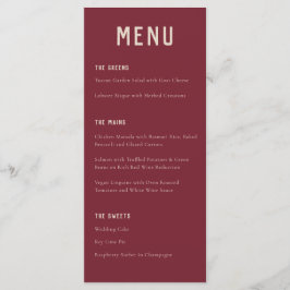 Modern Boho Arch Red Beige Typography Wedding Menu