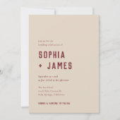 Modern Boho Arch Red Cream Typography Wedding Kaart (Voorkant)