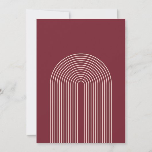Modern Boho Arch Red Cream Typography Wedding Kaart (Achterkant)