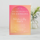 Modern Boho Arch Sunset Ombre Valentijnsdag Party Kaart (Staand voorkant)