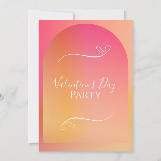 Modern Boho Arch Sunset Ombre Valentijnsdag Party Kaart (Achterkant)