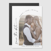 Modern Boho Arch Wedding Photo Save the Date Magnetische Uitnodiging (Voorkant / Achterkant)