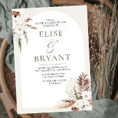 Modern Boho Arch White Floral Wedding Invitation Kaart
