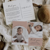 Modern Boho Arch | Zalm 2 Foto Dank u geboorte Aankondigingskaart