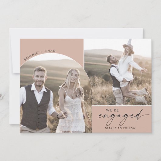 Modern Boho Arch | Zalm 3 Foto-Verloving Aankondiging (Voorkant)