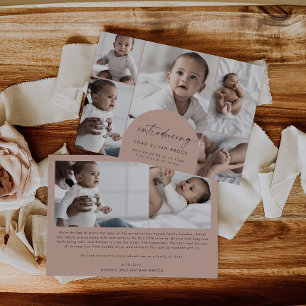 Modern Boho Arch   Zalm Multi Photo Birth Aankondiging