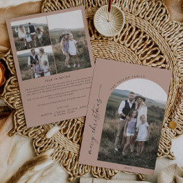 Modern Boho Arch | Zalmkerstfotofeestdag Feestdagenkaart