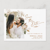 Modern Boho Arched Photo Wedding Save the Date Aankondigingskaart (Voorkant)