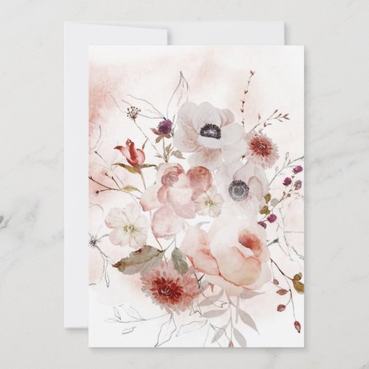 Modern Boho Autumn Floral Lijst Wedding Invitation Kaart (Achterkant)