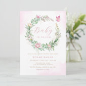 Modern Boho Baby in bloom Floral girl baby shower Kaart (Staand voorkant)