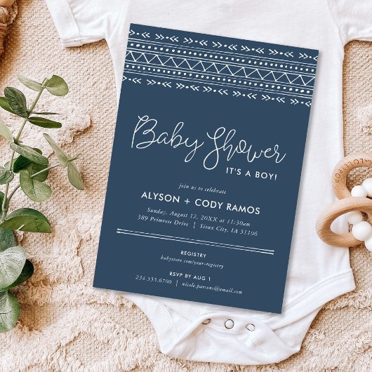 Modern Boho Baby shower | Blauw meer Kaart