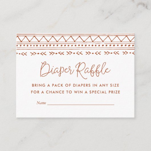 Modern Boho Baby shower Diaper Raffle Informatiekaartje (Voorkant)