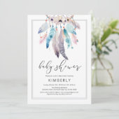 Modern Boho Baby shower Dreamweaver Floral Tribal Kaart (Staand voorkant)