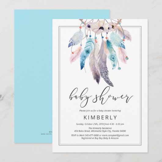 Modern Boho Baby shower Dreamweaver Floral Tribal Kaart (Voorkant / Achterkant)