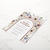 Modern Boho Baby shower Folie Uitnodiging (Gedraaid)