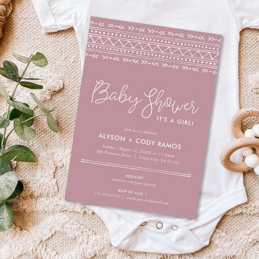 Modern Boho Baby shower | Mauve Kaart