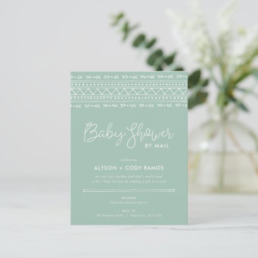 Modern Boho Baby shower per Mail Invitation Feestdagenkaart (Staand voorkant)