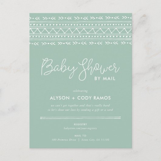 Modern Boho Baby shower per Mail Invitation Feestdagenkaart (Voorkant)