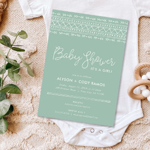 Modern Boho Baby shower   Sage Green Kaart