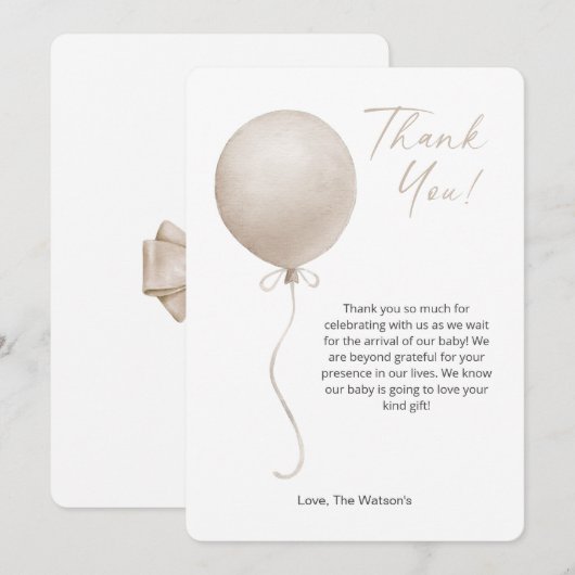 Modern Boho Balloon Baby shower bedankkaart Kaart (Voorkant / Achterkant)