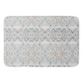 Modern Boho Beach Blauwgroen Perzik Grijs Chevron Badmat (Voorkant)
