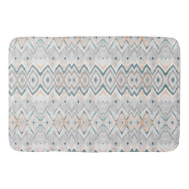 Modern Boho Beach Blauwgroen Perzik Grijs Chevron  Badmat
