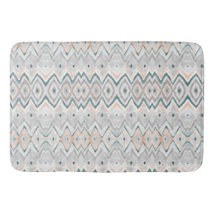 Modern Boho Beach Blauwgroen Perzik Grijs Chevron  Badmat