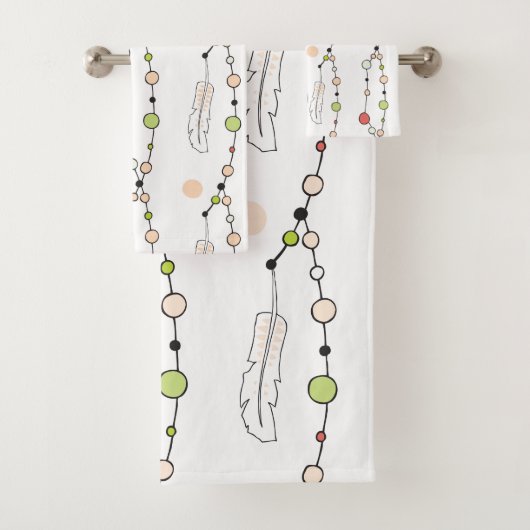 Modern Boho Beads en Feathers Bad Handdoek (Insitu)