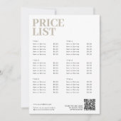 Modern Boho Beauty prijslijst Menu Small Business (Voorkant)