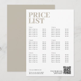 Modern Boho Beauty prijslijst Menu Small Business