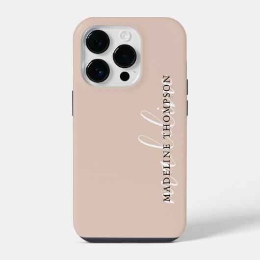 Modern Boho Beige kalligrafiescript iPhone Hoesje (Achterkant)