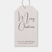 Modern Boho Beige Merry Christmas Family Gift Labe Cadeaulabel (Voorkant)