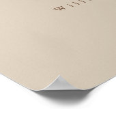Modern Boho Beige Script Trouw Welkom Bord Poster (Hoek)
