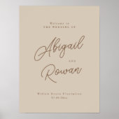Modern Boho Beige Script Trouw Welkom Bord Poster (Voorkant)