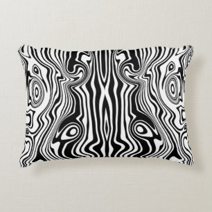 Modern Boho Black and White Pattern Strips Animal Accent Kussen