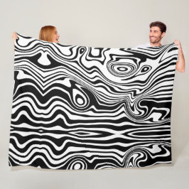 Modern Boho Black and White Pattern Strips Animal Fleece Deken