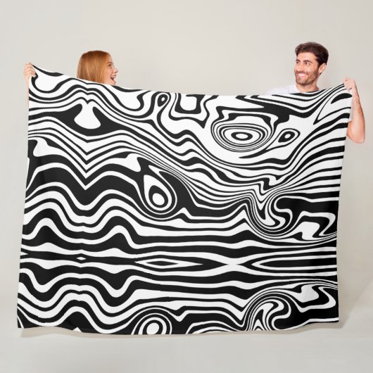 Modern Boho Black and White Pattern Strips Animal Fleece Deken (In situ)