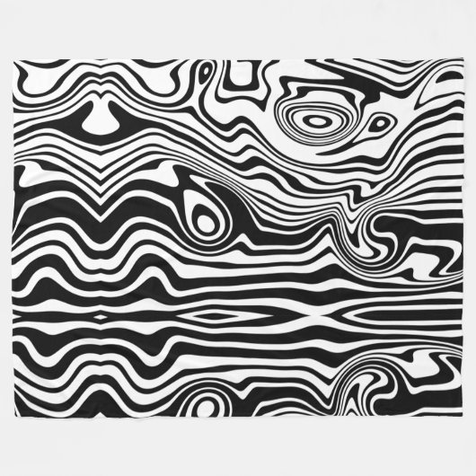 Modern Boho Black and White Pattern Strips Animal Fleece Deken (Voorkant (Horizontaal))