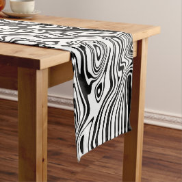 Modern Boho Black and White Pattern Strips Animal Korte Tafelloper