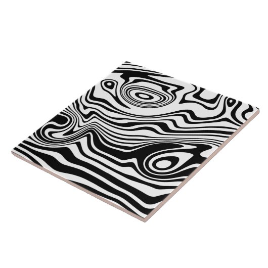 Modern Boho Black and White Pattern Strips Animal Tegeltje (Zijkant)