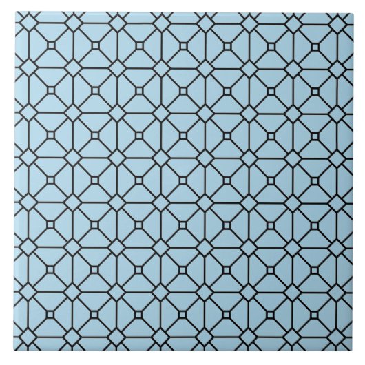 Modern Boho Black en Blue Pattern Rhombus Tegeltje (Voorkant)