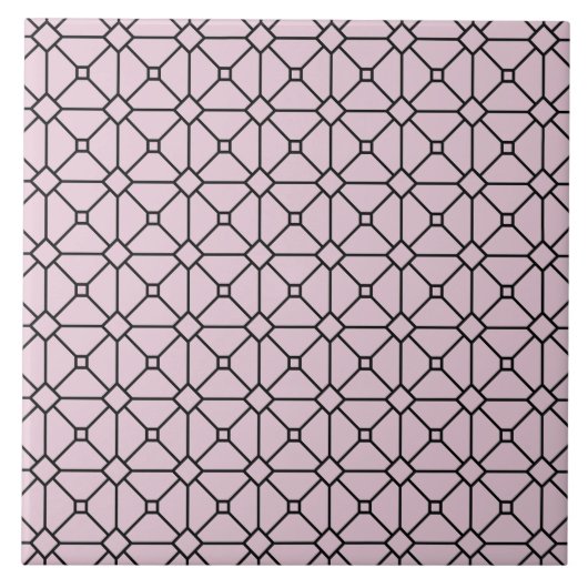 Modern Boho Black en Pink Pattern Rhombus Tegeltje (Voorkant)