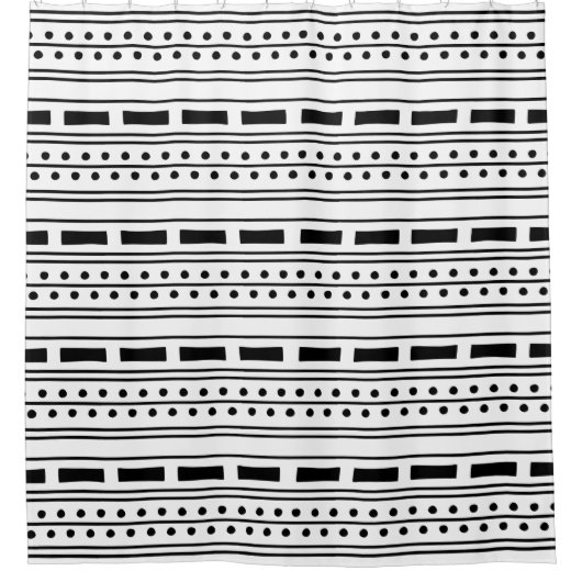 Modern Boho Black en White Pattern Douchegordijn (Voorkant)