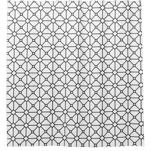 Modern Boho Black en White Pattern Rhombus Douchegordijn (Voorkant)