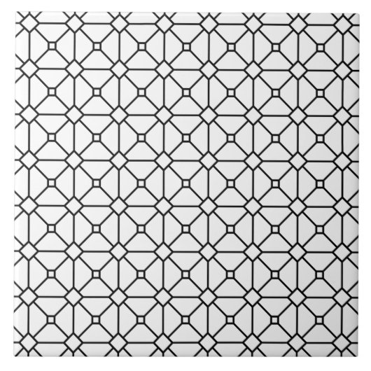 Modern Boho Black en White Pattern Rhombus Tegeltje (Voorkant)