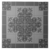 Modern Boho Black en White Pattern Rhombus Tegeltje (Voorkant)