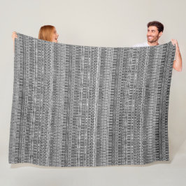Modern Boho Black en White Pattern Strips Doodles Fleece Deken