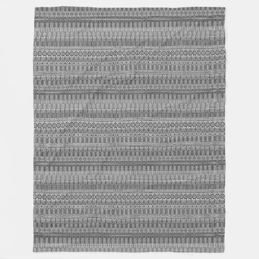 Modern Boho Black en White Pattern Strips Doodles Fleece Deken (Voorkant)