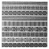 Modern Boho Black en White Pattern Strips keramisc Tegeltje (Voorkant)