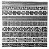 Modern Boho Black en White Pattern Strips Tegeltje (Voorkant)